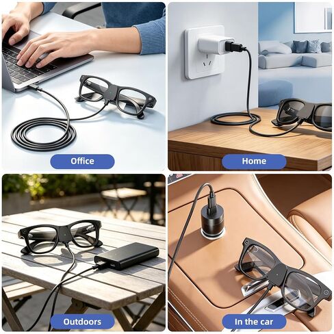 USB C Charging Cable for Ray-Ban Meta Smart Glasses Gen 2 Wayfarer/Skyler/Headliner/Scirber Opotics/Oakley Meta HSTN, Portable Charging Adapter for RayBan Meta AI Glasses, Safe Charging Protection, 1M in Kuwait