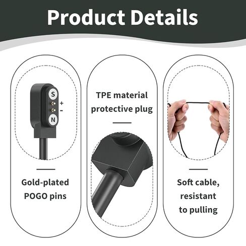 2 Pack Smart Watch Charger, 2 Pin 2.84mm Smartwatch Charging Cable Compatible with VeryFit ID208BT GTX20 IDW13 IDW15/16/17/19/20/25/26/28, Magnetic USB Charging Cable Replacement for Fitness Tracker in Saudi Arabia