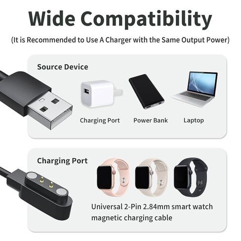2 Pack Smart Watch Charger, 2 Pin 2.84mm Smartwatch Charging Cable Compatible with VeryFit ID208BT GTX20 IDW13 IDW15/16/17/19/20/25/26/28, Magnetic USB Charging Cable Replacement for Fitness Tracker in Saudi Arabia