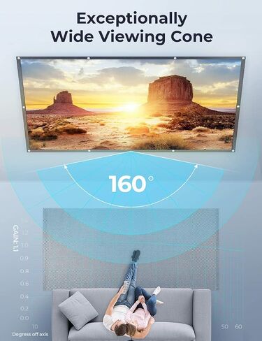 شاشة عرض Aurzen 120 بوصة، 16:9 4K HD، قابلة للطي ومضادة للتجاعيد، شاشة محمولة مزدوجة الجوانب للمسرح المنزلي الداخلي/الخارجي والفناء الخلفي، أبيض (120 بوصة) in Kuwait