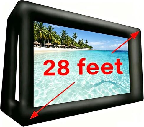 28 ft Inflatable Movie Screen Outdoor Incl Blower - Front and Rear Projection - Portable Blow Up Projector Screen for School, Churches, Grand Parties, Backyard Pool Fun in Saudi Arabia