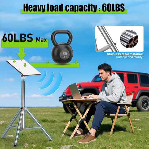 Starlink Mini Tripod Mount with 1/4" Screw Adapter, Stainless Steel Telescopic Stand, Adjustable Height & 360° Tilt, Universal Ball Head for Versatile Angle Adjustment. (mn03) in Saudi Arabia