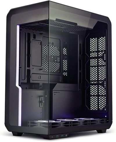 SSUPD Xhuttle Black ATX Mid Tower Gaming Case, with a Dual - Chamber Design, Panoramic Tempered Glass,Vertical GPU Airflow, Includes 3 x 120mm ARGB Reverse Fan, RGB Strip in Saudi Arabia