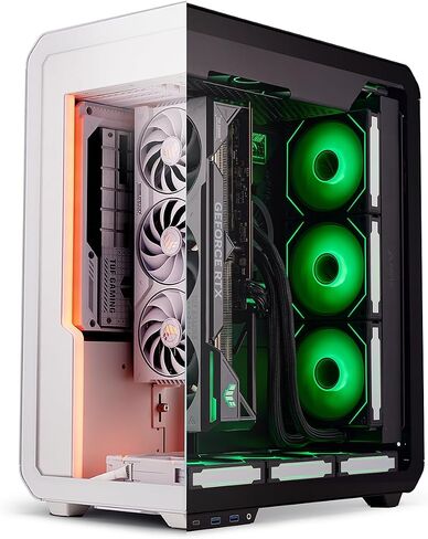 SSUPD Xhuttle Black ATX Mid Tower Gaming Case, with a Dual - Chamber Design, Panoramic Tempered Glass,Vertical GPU Airflow, Includes 3 x 120mm ARGB Reverse Fan, RGB Strip in Saudi Arabia