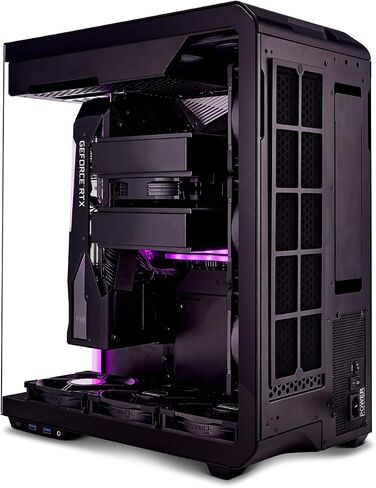 SSUPD Xhuttle Black ATX Mid Tower Gaming Case, with a Dual - Chamber Design, Panoramic Tempered Glass,Vertical GPU Airflow, Includes 3 x 120mm ARGB Reverse Fan, RGB Strip in Saudi Arabia