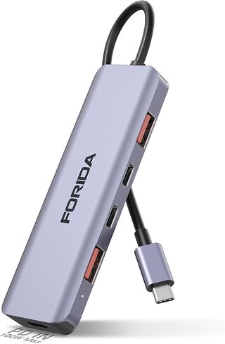 محور FORIDA من سبائك الألومنيوم بسرعة 10 جيجابت في الثانية USB C، موزع USBC متعدد المنافذ 7 منافذ، 4 USB-C 3.2، 2 USB 2.0، منفذ شحن سريع 100 وات PD، محور USB 3.2 لأجهزة الكمبيوتر المحمولة، MacBook، iPad، Surface Pro (رمادي) in Kuwait