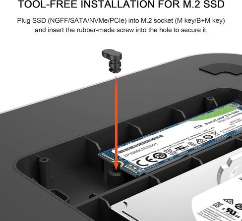 Qwiizlab Mac mini Hub with Dual Drive Enclosure, Docking Station for Mac mini M2/M1, Mac Studio M3/M2/M1, Type-C 10Gbps, Card Readers 104MB/s, Fits M.2 SATA NVMe SSD, 2.5'' HDD SSD (Silver) in Saudi Arabia