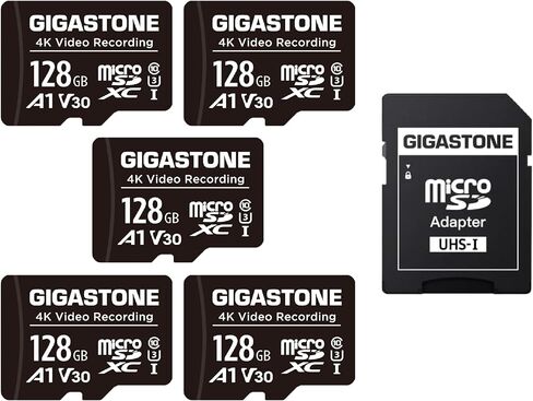 GIGASTONE 100GB Micro SD Card, A1 V30 4K Video Recording, Compatible with Security Camera, Dash Cam, Drone, 100MB/s MicroSDXC Memory Card UHS-I, with Adapter in Saudi Arabia