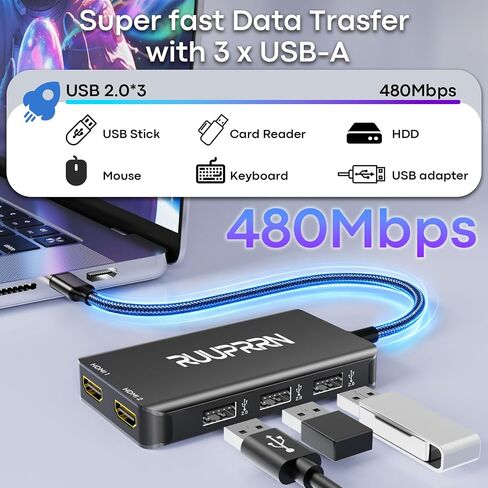 6-in-1 USB C Hub, Type C to Dual HDMI Adapter 4K@60Hz in Saudi Arabia