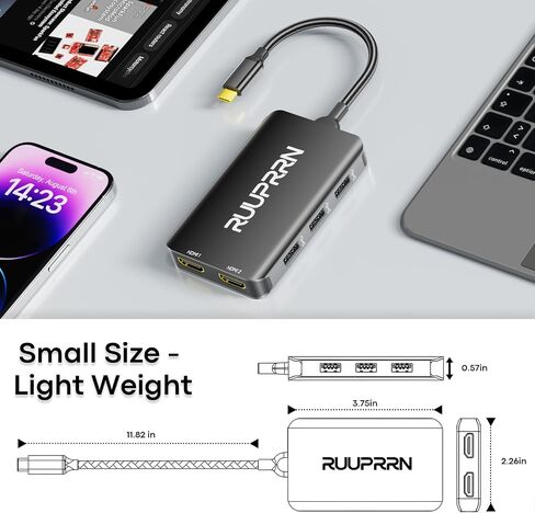 6-in-1 USB C Hub, Type C to Dual HDMI Adapter 4K@60Hz in Saudi Arabia