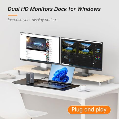 TobenONE USB C Laptop Docking Station Dual Monitor Plug and Play 7 USB Port in Saudi Arabia
