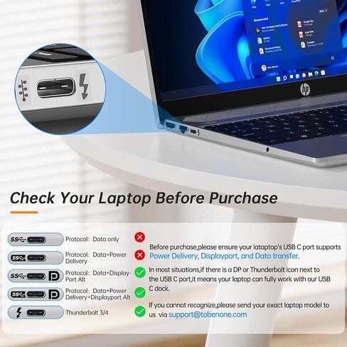 TobenONE USB C Laptop Docking Station Dual Monitor Plug and Play 7 USB Port in Saudi Arabia