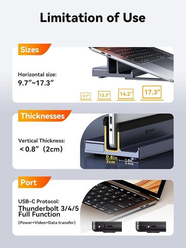 Laptop Docking Station Stand Dual 4K Monitor: QUUGE USB C Docking Station Dual Monitor for Laptop, 2 HDMI (Single 4K@120Hz), 2 USB3.0 Ports, 100W PD, RJ45 Ethernet, Universal Laptop Stand USB C Dock in Saudi Arabia