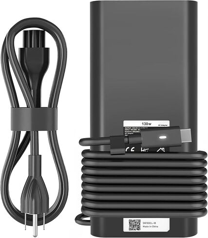 شاحن كمبيوتر محمول USB C بقوة 130 واط متوافق مع Dell Precision 5530 5550 5560 5570 5750 5760 5770، Latitude 5401 5411 5501 5511 5520، XPS 15 17 9575 9500 9700 سلك إمداد الطاقة (DA130PM170) HA130PM170 0K00F5) in Kuwait