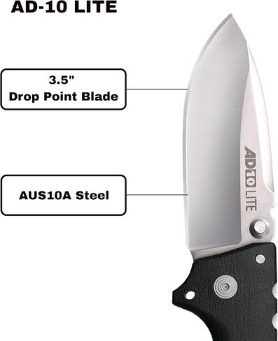 Cold Steel AD-10 Lite 3.5" AUS10A Steel Ultra-Sharp Blade 5.25" GFN Handle Tactical Folding Knife with Tri-Ad Locking Mechanism in Saudi Arabia