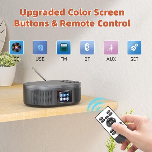 DESOBRY, Boombox CD Player Portable with Bluetooth TX/RX Modes and FM Radio in Kuwait