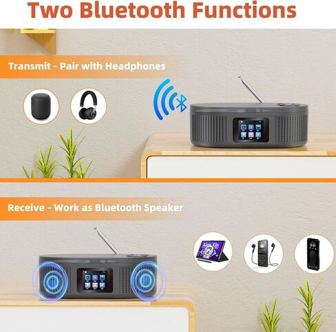 DESOBRY, Boombox CD Player Portable with Bluetooth TX/RX Modes and FM Radio in Kuwait