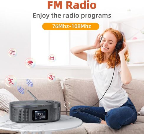 DESOBRY, Boombox CD Player Portable with Bluetooth TX/RX Modes and FM Radio in Kuwait