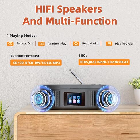 DESOBRY, Boombox CD Player Portable with Bluetooth TX/RX Modes and FM Radio in Kuwait