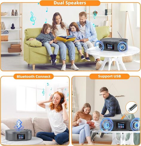 DESOBRY, Boombox CD Player Portable with Bluetooth TX/RX Modes and FM Radio in Kuwait