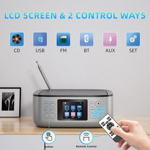 مشغل أقراص مضغوطة محمول من Arafuna مع شاشة LCD بلوتوث 5.0 لكبار السن في المنزل in Kuwait