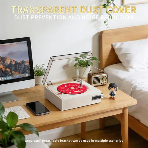 Yintiny 2026 New CD Player with Speakers, Cream White, Clear Acrylic Lid, Rechargeable, Festival Gift for Home Decor in Saudi Arabia