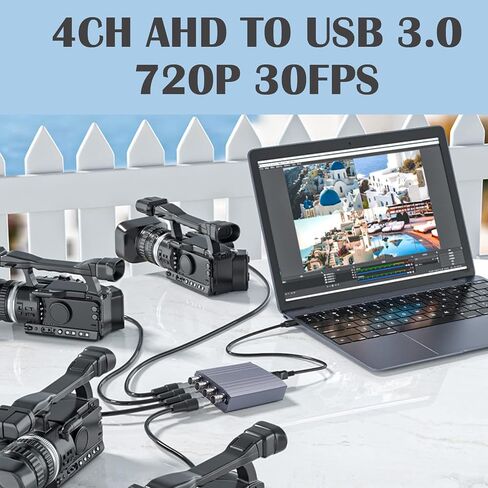 AHD Video Capture Card, 4CH 720P 30FPS Recording USB Output AHD Input Video Recording,Easy Operation, No Driver Needed, Live Streaming in Saudi Arabia