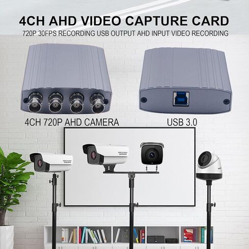 AHD Video Capture Card, 4CH 720P 30FPS Recording USB Output AHD Input Video Recording,Easy Operation, No Driver Needed, Live Streaming in Saudi Arabia