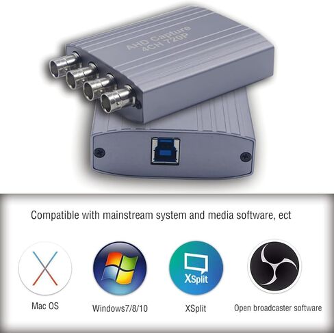 AHD Video Capture Card, 4CH 720P 30FPS Recording USB Output AHD Input Video Recording,Easy Operation, No Driver Needed, Live Streaming in Saudi Arabia