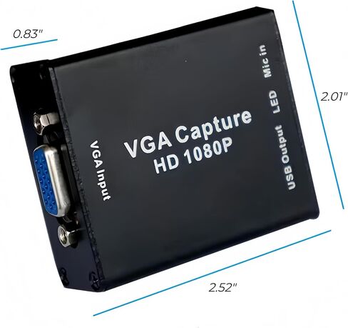 VGA Capture Card, VGA to USB Capture Device, VGA to USB2.0 Converter, HD 1080P Video Adapter with Mic Input, Drive-Free, Plug and Play, for Gaming, Streaming, Live Broadcast, Video Conference in Saudi Arabia