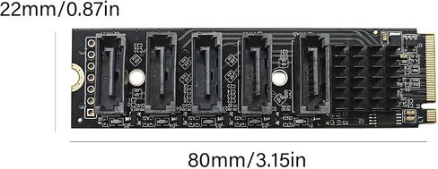 PCIe NVMe to Sata3.0 Drive Port Adapter Card with JMB585 Controller and Cooling Heatsink for Backup Arrays, Media Libraries, and Tower Builds in Saudi Arabia