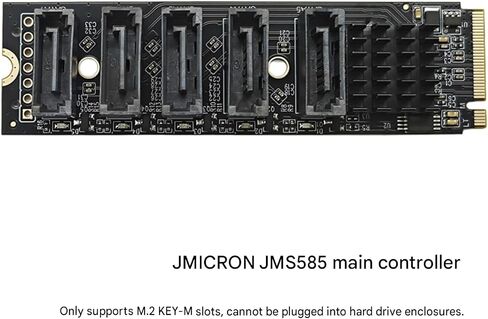 PCIe NVMe to Sata3.0 Drive Port Adapter Card with JMB585 Controller and Cooling Heatsink for Backup Arrays, Media Libraries, and Tower Builds in Saudi Arabia