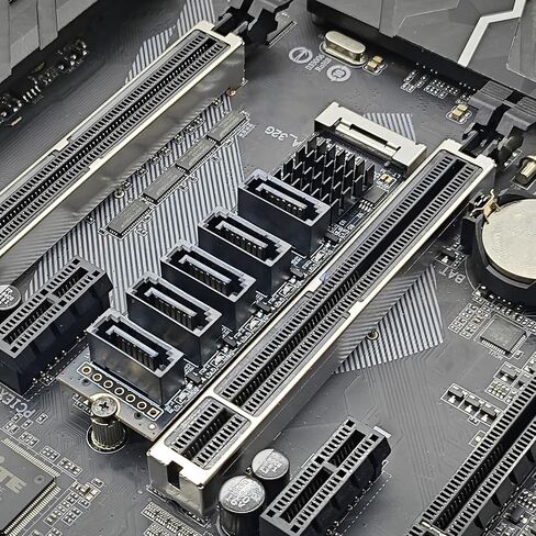 PCIe NVMe to Sata3.0 Drive Port Adapter Card with JMB585 Controller and Cooling Heatsink for Backup Arrays, Media Libraries, and Tower Builds in Saudi Arabia