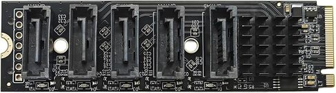 PCIe NVMe to Sata3.0 Drive Port Adapter Card with JMB585 Controller and Cooling Heatsink for Backup Arrays, Media Libraries, and Tower Builds in Saudi Arabia