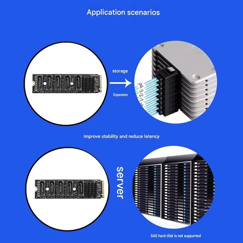 PCIe NVMe to Sata3.0 Drive Port Adapter Card with JMB585 Controller and Cooling Heatsink for Backup Arrays, Media Libraries, and Tower Builds in Saudi Arabia