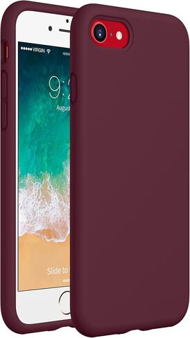 CellEver Heavy-Duty Silicone Case for iPhone SE 2022 (3rd Gen)/iPhone SE 2020 (2nd Gen)/iPhone 8/7 - Military Drop Protection, Elevated Screen & Camera Protection, Scratch-Free Interior, Wine in Saudi Arabia