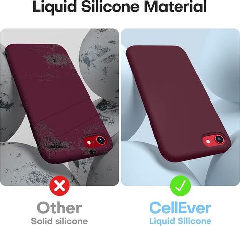 CellEver Heavy-Duty Silicone Case for iPhone SE 2022 (3rd Gen)/iPhone SE 2020 (2nd Gen)/iPhone 8/7 - Military Drop Protection, Elevated Screen & Camera Protection, Scratch-Free Interior, Wine in Saudi Arabia