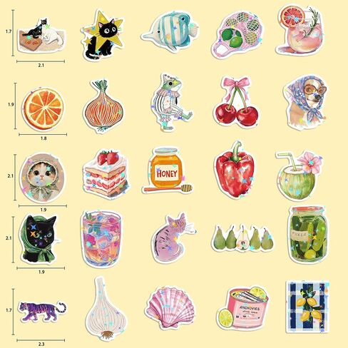 200PCS Vintage Aesthetic Stickers Pack Cute Scrapbook Stickers Holographic Journaling Scrapbooking Supplies Accessories in Saudi Arabia