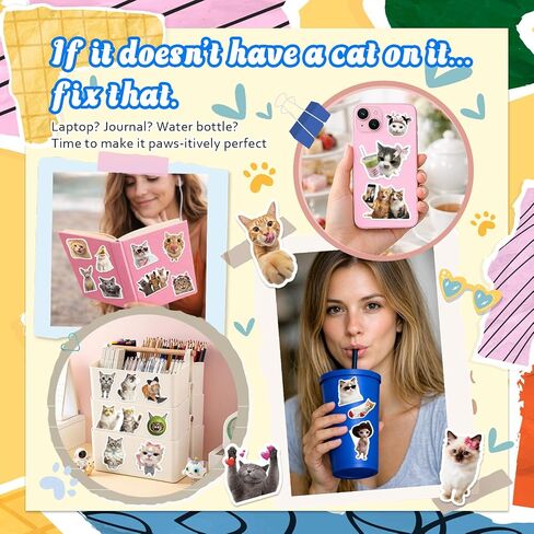 200 Funny Cat Meme Stickers – Cute Waterproof Vinyl Decals for Laptops, Guitars, Suitcases, and More, Perfect for Adults, Kids, Teens, Boys, and Girls in Saudi Arabia