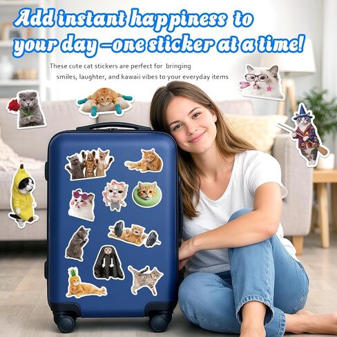 200 Funny Cat Meme Stickers – Cute Waterproof Vinyl Decals for Laptops, Guitars, Suitcases, and More, Perfect for Adults, Kids, Teens, Boys, and Girls in Saudi Arabia