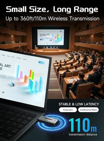 2027 جهاز إرسال واستقبال HDMI لاسلكي جديد 360 قدم/110 متر، مدخل فك تشفير 4K، إخراج 1080 بكسل مع شاشة LED، طقم موسع لاسلكي محمول 2.4 جيجا/5.8 جيجا للكمبيوتر/الكمبيوتر المحمول/صندوق التلفزيون/جهاز العرض للمراقبة in Kuwait