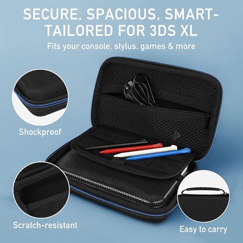 4-in-1 Accessories Kit for Nintendo 3DS XL/LL – Carrying Case, Clear Hard Shell, 4 Stylus Pens & 2 Sets of Screen Protectors - Full Protection Bundle Compatible with 3DS LL/XL Console in Saudi Arabia