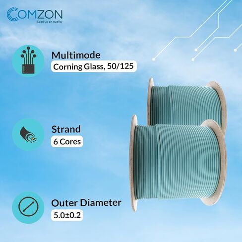 COMZON 6 Strand Fiber Optic Cable, OM3 Multimode, Aqua, 1000ft Spool in Saudi Arabia