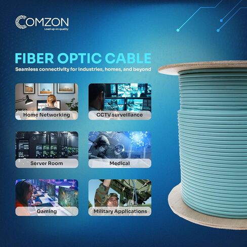 COMZON 6 Strand Fiber Optic Cable, OM3 Multimode, Aqua, 1000ft Spool in Saudi Arabia