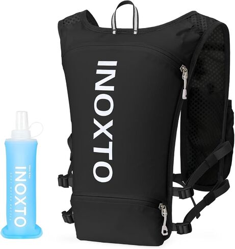 INOXTO Running Hydration Vest ,Lightweight Insulated Pack with 250ml Soft Flask Daypack for Hiking Trail Running Cycling Race Marathon for Women Men (Black, Standard) in Saudi Arabia