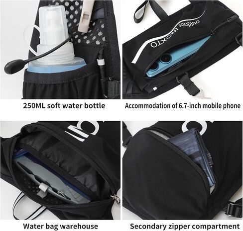 INOXTO Running Hydration Vest ,Lightweight Insulated Pack with 250ml Soft Flask Daypack for Hiking Trail Running Cycling Race Marathon for Women Men (Black, Standard) in Saudi Arabia