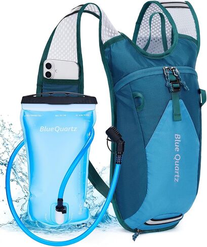 Blue Quartz Hydration Backpack with 2L Water Bladder, Hiking Water Pack with Insulated Compartment for Women Men, Lightweight Running Hydration Vest with Phone Pocket for Cycling, Biking in Saudi Arabia