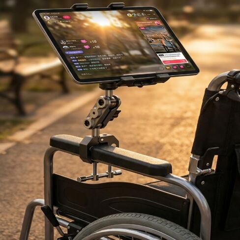 2026 Phone and Tablet Holder Mount for Pride Mobility Jazzy Carbon 27 2025-2026, Aluminum Arm 360° Rotation Adjustment Wheelchair Handle in Kuwait