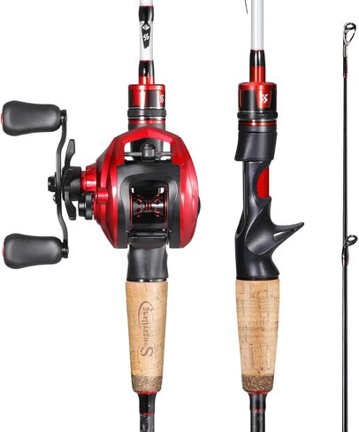 Sougayilang Fishing Rod and Reel Combo，Baitcaster Combo,5.9ft/6.9ft Carbon Fishing Pole,Lightweight Aluminum Spool Reel,Stainless-Steel Guides & Ergonomic Cork Grip in Saudi Arabia