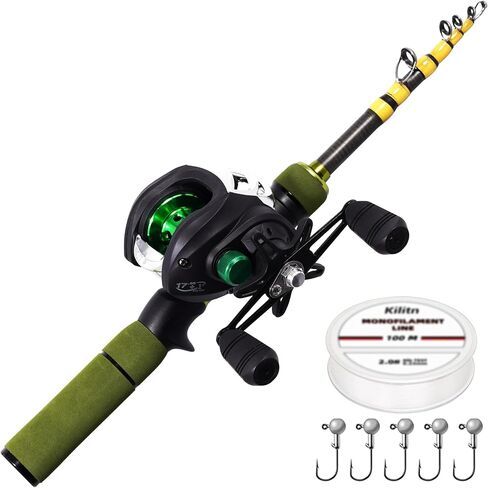 Kilitn Fishing Rod and Reel Combo, Graphite Telescopic Baitcaster Rod, Baitcast Reel Baitcasting Combo, with Comfortable EVA Handle for Freshwater or Saltwater Fishing in Saudi Arabia